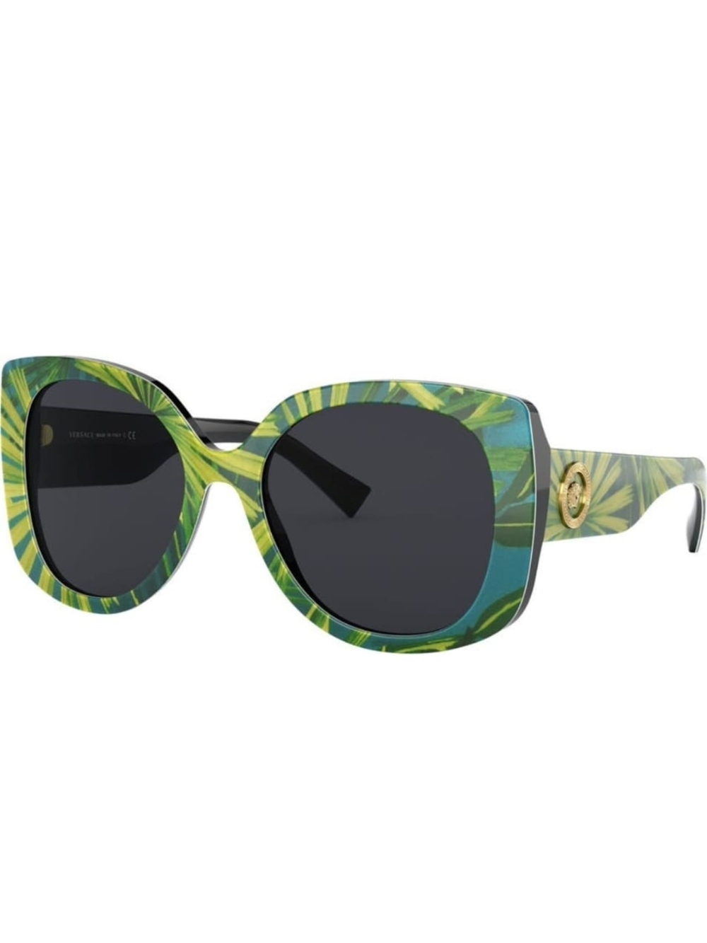 Versace Green Tropical Print Women's Sunglasses with Dark Lenses